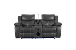 Upholstered Sofa Recliner Chair;  Reclining Home Theater Seating with Storage Console; Cup Holders; and USB Ports