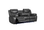 Upholstered Sofa Recliner Chair;  Reclining Home Theater Seating with Storage Console; Cup Holders; and USB Ports