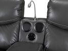 Chair: Upholstered Sofa Recliner Chair; Manual Reclining Home Theater Seating with Storage Console; Cup Holders; and USB Ports