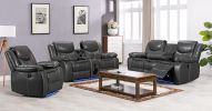 Upholstered Sofa Recliner Chair;  Reclining Home Theater Seating with Storage Console; Cup Holders; and USB Ports